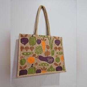 Trader Joe's Reusable Jute Burlap Shopping Tote Bag NEW NWT FAST SHIPPING